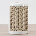 thumbnail image 3 of Dessert Ceramic Toothbrush Holder, Patisserie Theme Pattern Chocolate Coated Donut Cookie Latte Croissant, Decorative Versatile Countertop for Bathroom, 4.5" X 2.7", Pale Pink Brown Cream, 3 of 4
