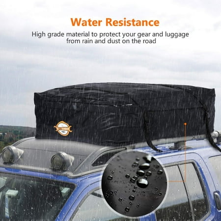Roof Mount Boxes - 19 Cubic Waterproof Cargo Bag Box SUV Car Top Rooftop Luggage Carrier Black with Straps Bands HITC