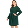 thumbnail image 4 of Women's Round Neck Long Sleeve T Shirt Dresses Pleated Loose Swing Casual Midi Dress Knee Length, 4 of 8