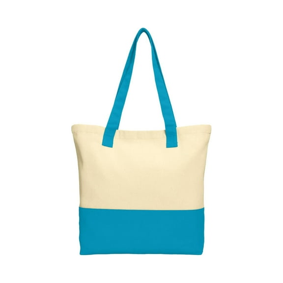 Port Authority Adult Female canvas Tote Nat/Turquoise One Size Fits All