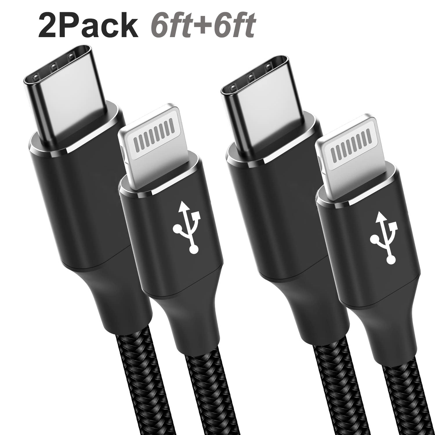 USBC to Lightning Charging Cord 6ft, XUDUO 2Pack Short iPhone Charging