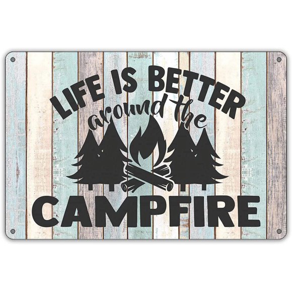 MUCHENGGIFT Enseigne Murale Amusante en Tôle Métallique pour Camping Déco Murale Ferme Rustique Enseignes de Camping pour Maison Garage Hommes Grotte Déco de Cour Campeur