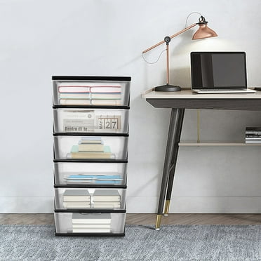 6 Tier Stackable Storage Drawer Rolling Storage Cart Foldable File Storage Cabinet