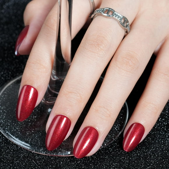 Purpurina Jofay Fashion, 32 unidades, color rojo almendra y vino, de la marca Press on Nails