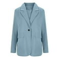 thumbnail image 5 of Horkkom Blazers for Women Work Business Casual Outfits Long Sleeve Solid Color Button Jackets Blue L, 5 of 7