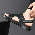 thumbnail image 5 of Dakaela Mens Flat Sandals Leather Comfortable Orthopedic Summer Shoes Open Toe Slide Slippers Black 9.5, 5 of 8