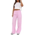 thumbnail image 3 of Women Y2k Striped Pants Stripes Print Straight Wide Leg Lounge Pants Elastic High Waist Striped Trousers with Pockets, 3 of 7