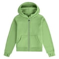 thumbnail image 3 of Spazoro Girls Swearshirts, Long Sleeve Solid Color Full Zip Hooded Casual Cardigan Tops for Girls Green Size 11 T, 3 of 4