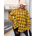 thumbnail image 4 of Zeagoo Womens Plus Size Flannel Plaid Shirt Roll Up Long Sleeve Mid-Long Button Down Shirts Casual Boyfriend Tops, 4 of 6
