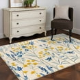 thumbnail image 5 of Blue Yellow Flowers Area Rug 3x5 Washable Rug Non Slip Botanical Blossom Motif Large Area Rug Indoor Floor Carpet for Entryway Bedroom Kitchen Living Room Home Office Dining Room Nursery, 5 of 8