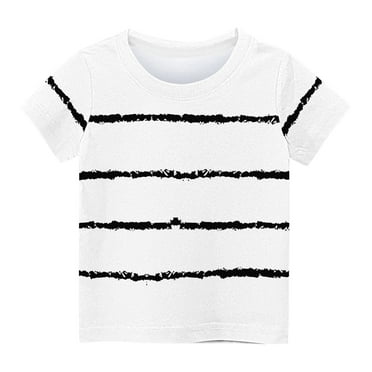 ameIAEA Short Sleeve T Shirts for Boys Girls Round Neck Striped Casual Tees Kids Summer Tops