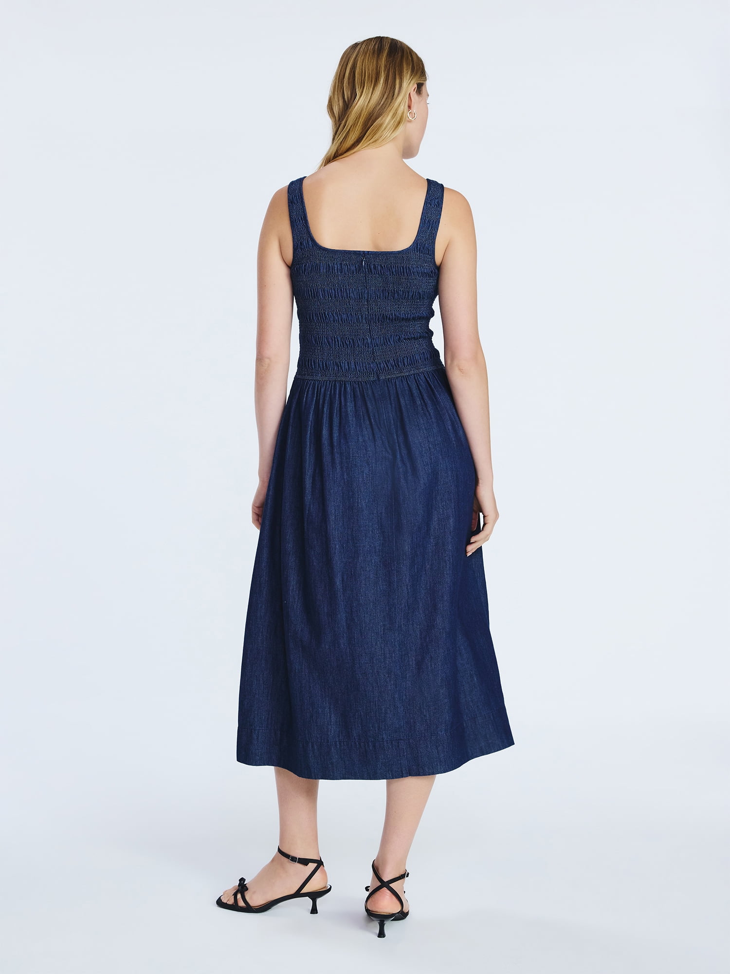 Free Assembly Women's and Women's Plus Cotton Sleeveless Smocked Midi Dress Size-XS to 4X