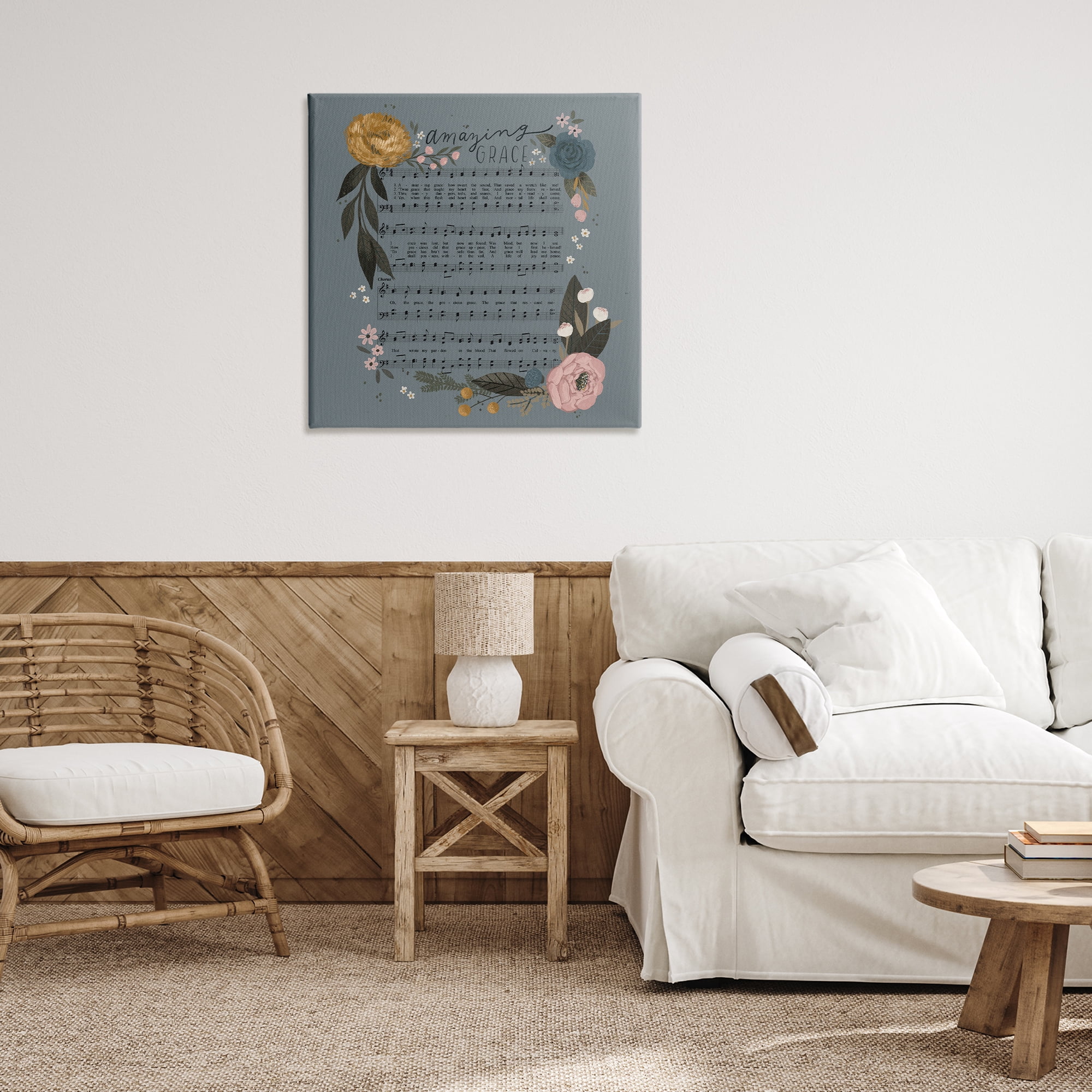 Stupell Industries Amazing Grace Floral Hymn Religious & Spiritual Painting Wrapped Canvas Art Print Wall Art, 30 x 30