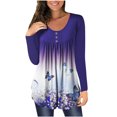 thumbnail image 1 of Blusa de manga larga con botones y cuello redondo para mujer Pompotops gfhjh1818, 1 of 5