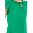 thumbnail image 5 of Women's Solid Overlapping Short Sleeve Top with Front Keyhole and Ruffle Accent, 5 of 5