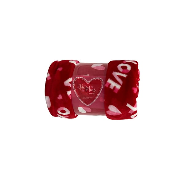 Crafted By Catherine Valentine's Day Plush Throw, XOXO Love, Standard Size, All Ages