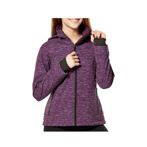 Free Country L.T.D. Womens Size Small L/S Hooded Super Softshell Jacket, Purple Pattern