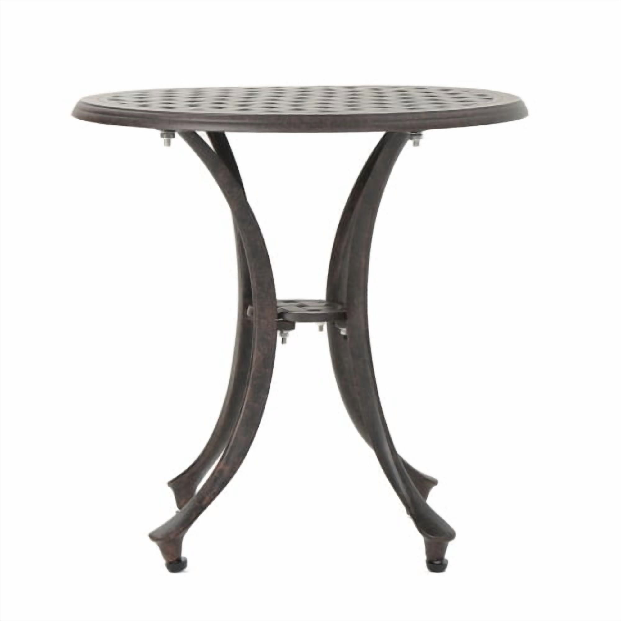 Side Table 19 Inch, Outdoor Cast Aluminum Table for Patio Balcony Garden, Bronze