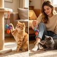 thumbnail image 4 of Juguete colgante para gatos con bola de cuerda de algodón, juguete para mascotas que alivia el aburrimiento y la dentición, juguete interactivo para gatos de interior, 28 cm, multicolor, 4 of 6