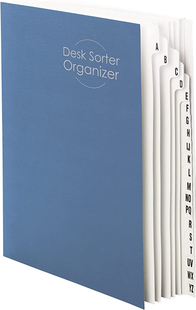 Desk File/Sorter, Alphabetic (AZ), 20 Dividers, Letter Size, Dark Blue