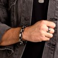 thumbnail image 2 of Crucible Jewelry Men's Black and Silver Plated Stainless Steel Byzantine Chain Bracelet (11mm) - 9", 2 of 5