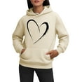 thumbnail image 4 of Hoodies for Women Valentine's DayValentines Day Women Hoodies Heart Print Long Sleeve Pullover Soft Sweatshirt Outerwear,Beige, 4 of 4