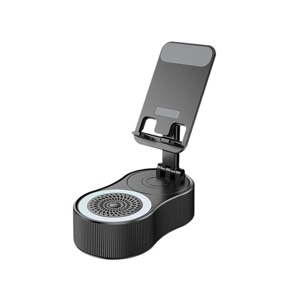 Soporte para teléfono,Soporte para teléfono con altavoz plegable,Soporte para teléfono móvil con sonido estéreo y diseño antideslizante,Soporte para teléfono con rotación de 360 Negro