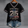 thumbnail image 3 of 9/11 25th Anniversary Shirt Womens WE Will Never Forget Tee Shirts | Lightweight Fabric, V Neck Short Sleeve Tops, American Flag, 2001-2026 25Th Anniversary Tops, Patriotic Honor Tee Shirt Gray,2XL, 3 of 5