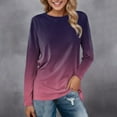 thumbnail image 2 of EIMELI Hauts Quotidiens pour Femmes Manches Longues Confortables Blouse à Imprimé Dégradé Tunique Décontractée Manches Longues Col Rond Chandail Chemises, 2 of 4