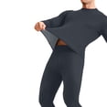 thumbnail image 2 of Riecok Mens Thermal Underwear Sets Silk Round Neck Solid Color High Elasticity Fall Winter Warm Thick Underwear Sets Dark Gray XXL, 2 of 5