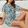 thumbnail image 4 of Junzan Transport for Short-Sleeved Pajama Set for Women,2 Piece Short Sleeve Crew Neck Sleepwear Set Summer Pajamas Set Lounge Sets 2-Piece Pj-Medium, 4 of 6