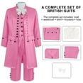thumbnail image 4 of Hinvhai Men's Medieval Costume Role Playing Halloween Stage Costume Medium length Retro Set Long Sleeve Stand Collar Top/Shirt Set 1PC Coat+1PC Vest+1PC Shirt+1PC Pants+1PC Tie Pink XS(XS), 4 of 9