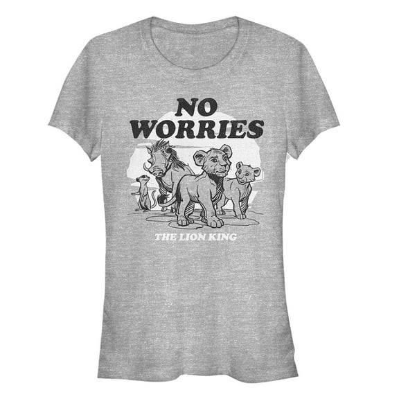 Junior's Lion King No Worries Cartoon Graphic Tee Athletic Heather Large