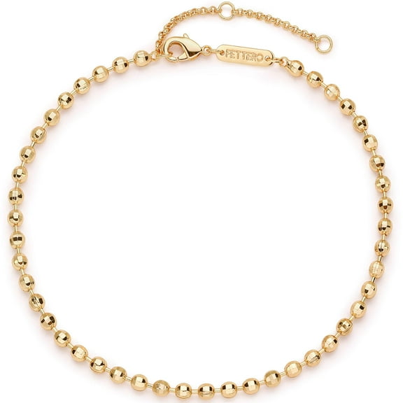Fettero Chain Anklet Gold Satellite Bead 14K Gold Plated Boho Beach Simple Minimalist Foot Jewelry