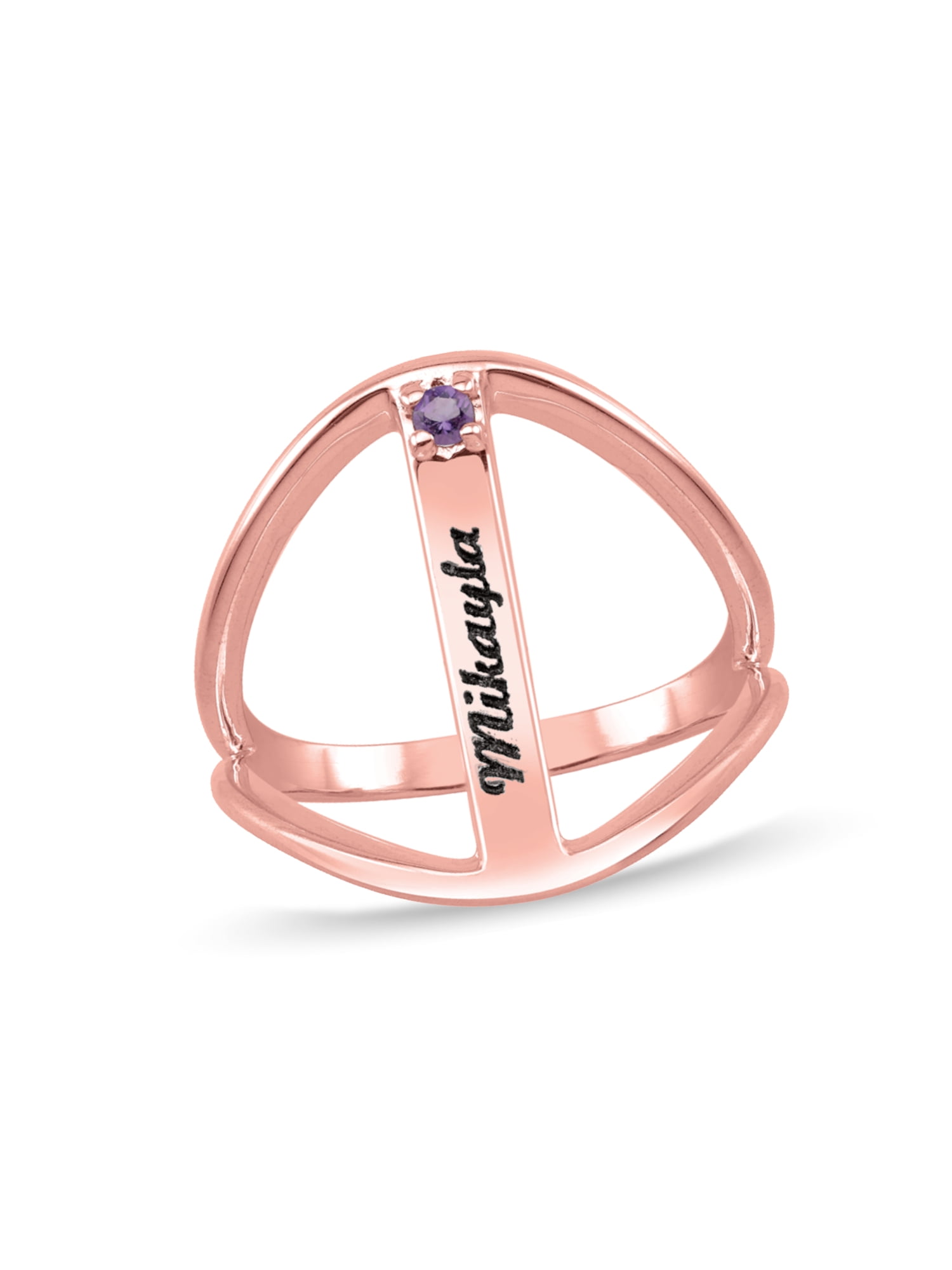 Personalized Engravable Bar Birthstone Ring in 10K Gold by Jewlster