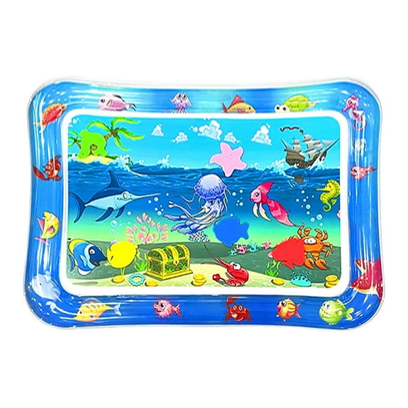 3 Month Old Baby Toys,Tummy Water Time Mat,Baby Play MatWater Play Mat for Babies Infants,Inflatable and Leak Proof,Water Playmat Thickened Water Sensor Play Mat For Cats(Blue Squid 26*19in)