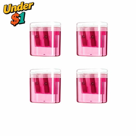 FEOLGEHLY 4PCS Under $1 Colored Pencil Sharpeners Handheld Small Cute Pencil Sharpener Double Hole Manual Sharpener with Cover Carbon Steel Blade Portable Stationery for Teens Home & Art Craft
