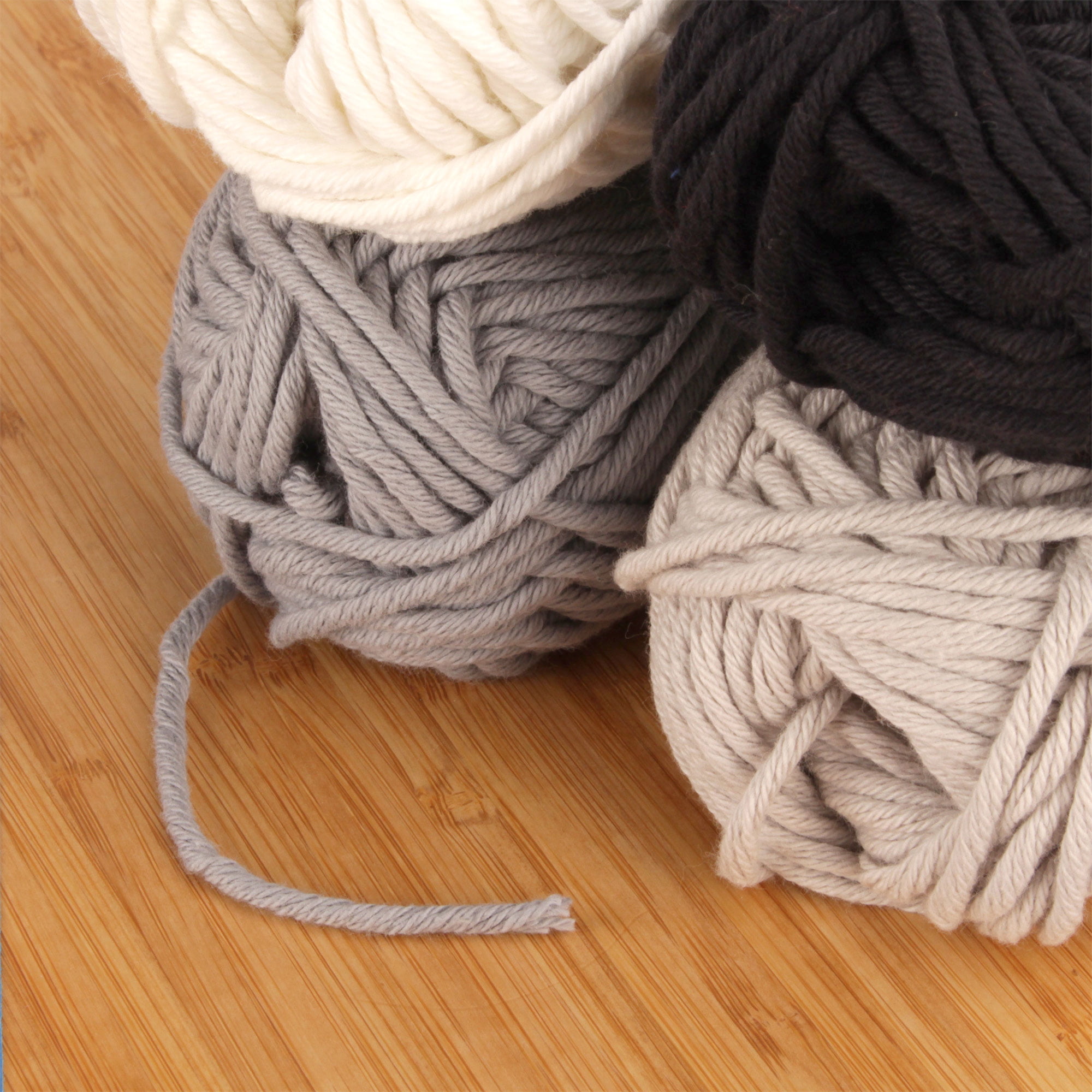JubileeYarn Lacery Yarn - Chunky Cotton - 100g/Skein - Shades of Grey - 4 Skeins