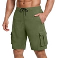 thumbnail image 7 of Resicozy Mens Cargo Shorts Lightweight Elastic Waist Knee Length Bermuda Shorts with Pockets Summer Short Cargo Pants Army Green L, 7 of 7