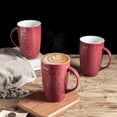 thumbnail image 3 of AmorArc Extra Large Coffee Mugs Set of 6, 20oz Ceramic Tall Coffee Mugs Set with Textured Geometric Patterns for Latte/Tea/Beer/Hot Cocoa, Dishwasher & Microwave Safe,Burgundy, 3 of 8