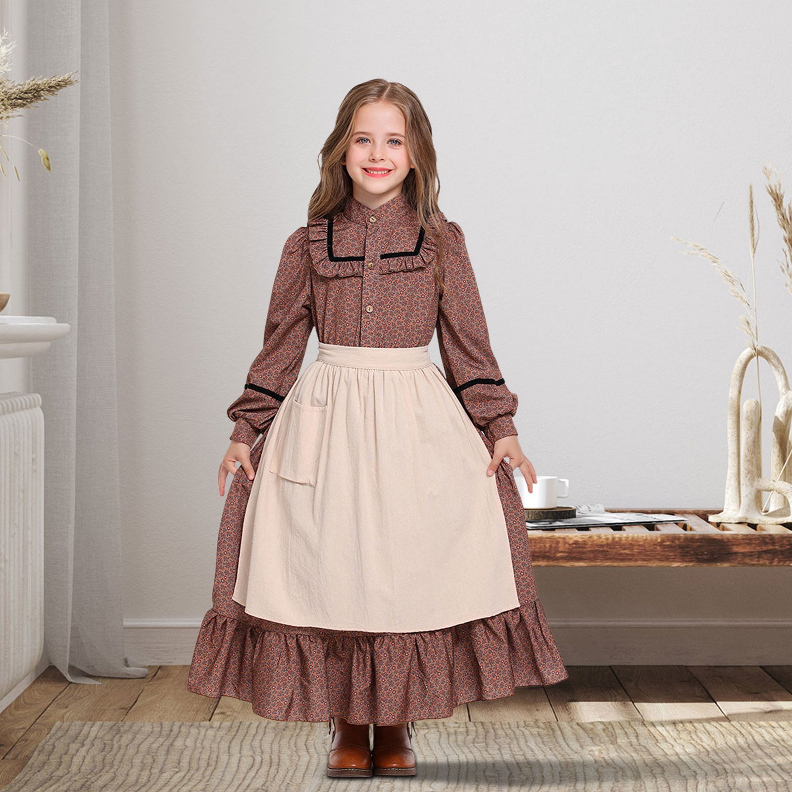 LNMQLPDBS Princess Dress Up for Girls 7-8 Black Halloween Dress White Vintage Dress Princess Girl Long Sleeve Dress Cute Girl Clothes Girls 12-18