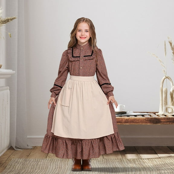 EnJoCho Girls German Dirndl Halloween Dress Bavarian 𝖮ktoberfest Vintage Dress 𝖢arnival Festival Par𝗍y Outfit for Kids