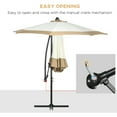 thumbnail image 4 of Outdoor Lighting Outsunny 10FT Cantilever Umbrella, Offset Patio Umbrella with Crank and Cross Base for Deck, Backyard, Pool and Garden, Hanging Umbrellas, Tan,Outdoor String Lights, 4 of 5