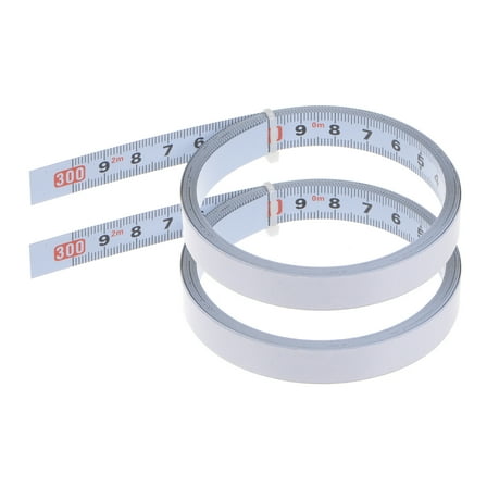 2 Pack Self Adhesive Tape Measure 300cm Metric Right to Left Read Measuring Tape Steel Sticky Ruler, White