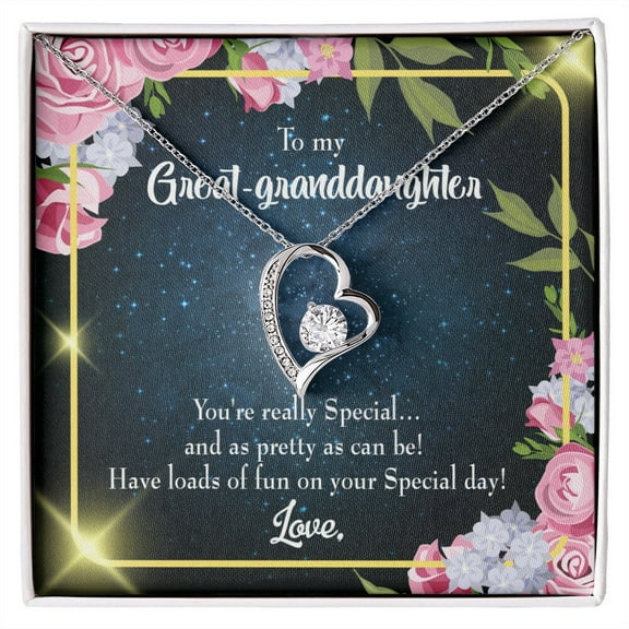 To My Granddaughter Great-granddaughter Forever Necklace w Message Card