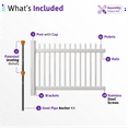 thumbnail image 5 of 4ft H x 6ft W (1 Panel + 1 Post) No Dig WamBam Nantucket Fence Kit, White Vinyl Picket Fence Panel, Easy DIY Installation Fence Panel Kit, Durable Outdoor Fence for Yard or Garden, BL19101, 5 of 9