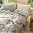 thumbnail image 2 of MooMee Duvet Cover Set Queen 100% Washed Cotton Linen Like Textured Breathable 3-Piece (Cream Grey, 90"x90"), 2 of 8