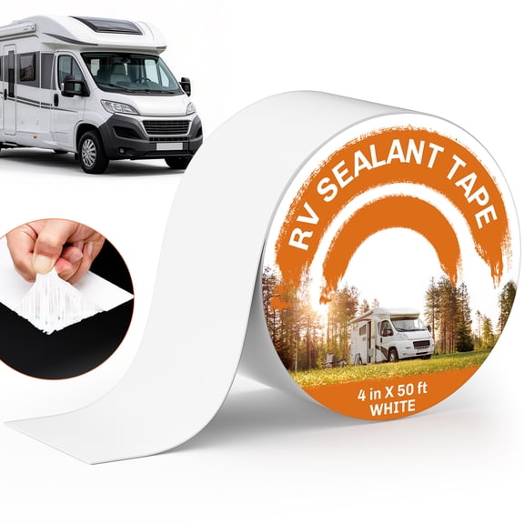 metuvoln RV Roof Tape, 4in x 50FT, Waterproof Natural RV Sealant Tape For Camper Roof Repair,Window,Boat(White)