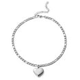 thumbnail image 4 of Figaro Chain Anklet 14K White Gold Heart Charm Leg Foot Chain Ankle Bracelet for Women Summer Beach Jewelry Gift, 4 of 7