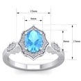 thumbnail image 5 of SuperJeweler 1 1/2 Carat Oval Shape Blue Topaz and Halo Diamond Ring In Sterling Silver For Women, 5 of 6